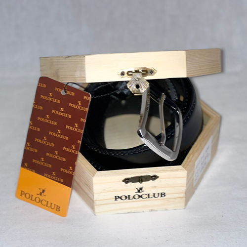 cintura uomo in pelle POLO CLUB scatola esagonale